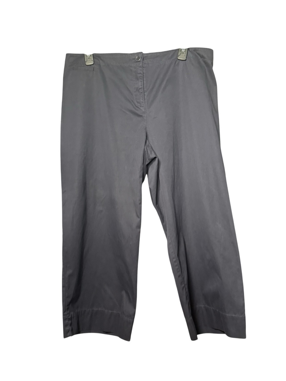 Eileen Fisher Cotton Drawstring Capri Pants Charcoal Blue Gray Large